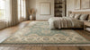 Handmade Green Oushak Wool Rug, Vintage Turkish Style Area Rug