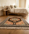Hand-Knotted Oushak Inspired Wool Rug, Traditional Floral Living Room Carpet