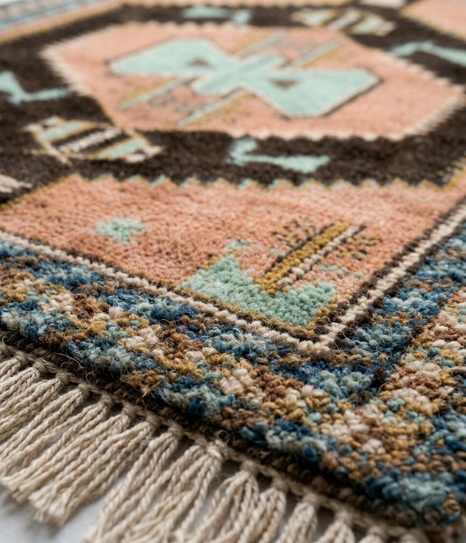 Hand-Knotted Oushak Inspired Wool Rug, Traditional Floral Living Room Carpet