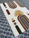 Handmade Boho Rainbow Sun Tufted Rug, Neutral Earth Tone Geometric Carpet