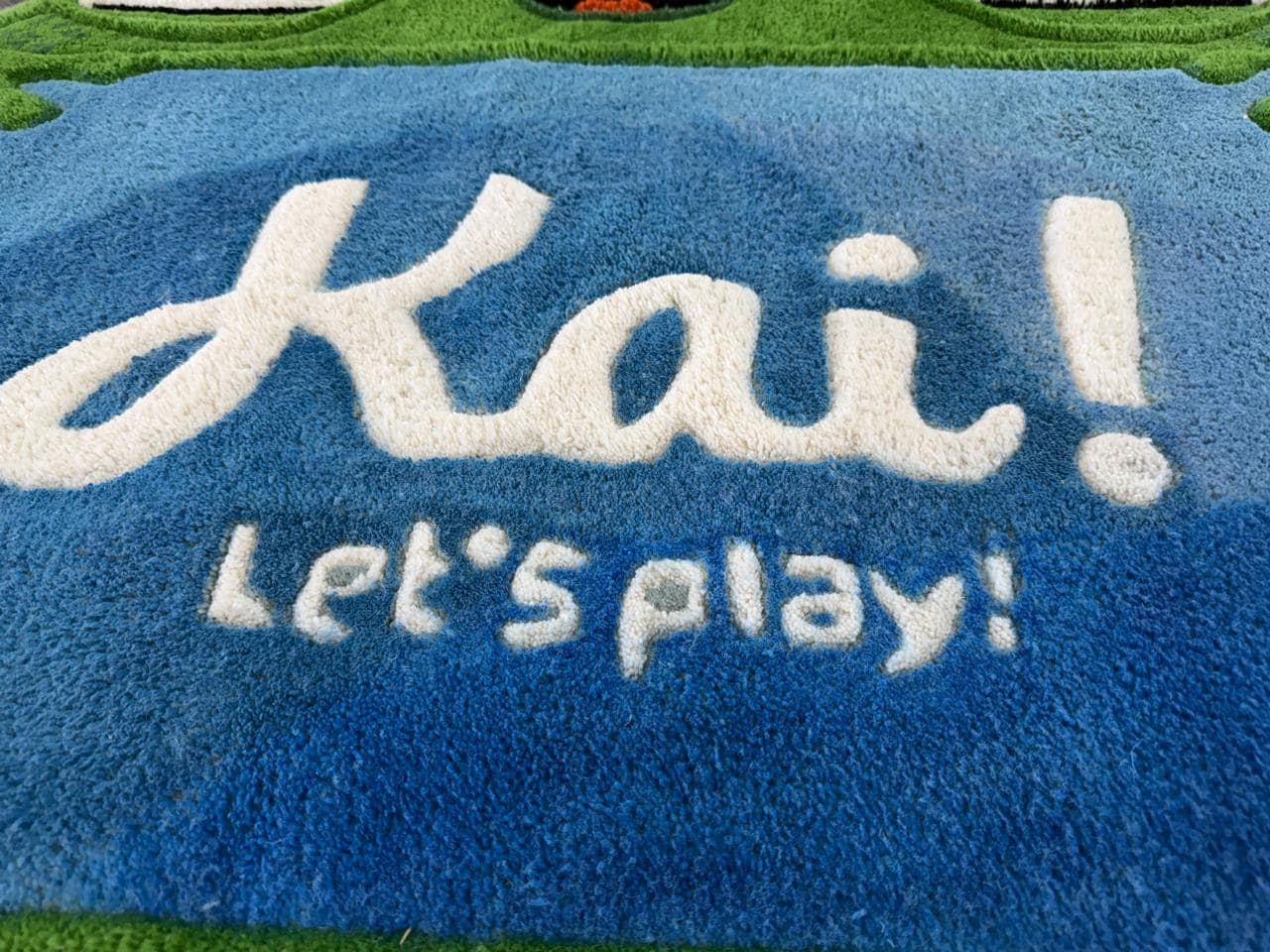 Handmade Frog Play Rug, Kids Room Carpet, Kawaii Nursery Decor