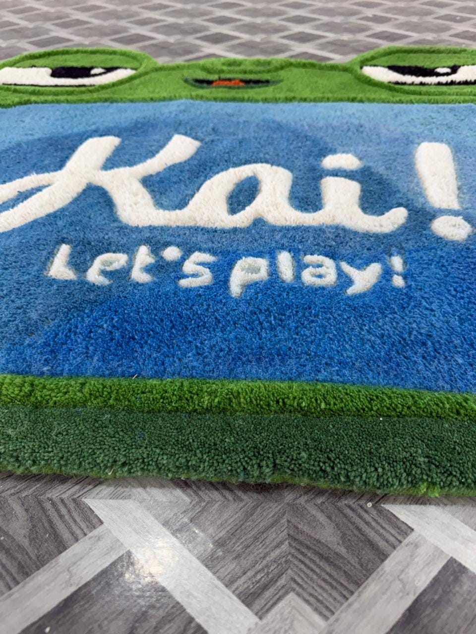 Handmade Frog Play Rug, Kids Room Carpet, Kawaii Nursery Decor