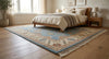 Handmade Blue Oushak Wool Rug, Vintage Tribal Boho Carpet, Custom Size .