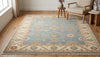 Handmade Blue Oushak Wool Rug, Vintage Tribal Boho Carpet, Custom Size .