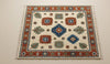 Hand-Knotted Wool Rug, Boho Southwestern Tribal Beige Blue Carpet