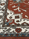 Handmade Rust Red Oriental Wool Rug, Vintage Floral Medallion Carpet