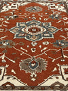 Handmade Rust Red Oriental Wool Rug, Vintage Floral Medallion Carpet
