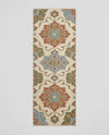 Hand-Knotted Wool Runner Rug, Vintage Floral Medallion, Boho Farmhouse Hallway Carpet