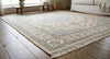 Hand Knotted Wool Rug, Pastel Floral Medallion, Turkish Boho Carpet, Beige Blue Living Room