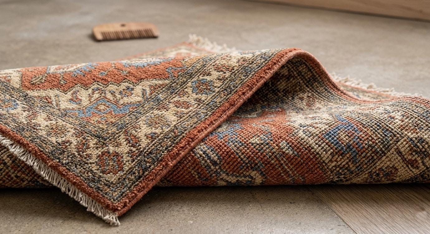 Hand Knotted Wool Turkish Rug, Terracotta Blue Oriental Area Carpet