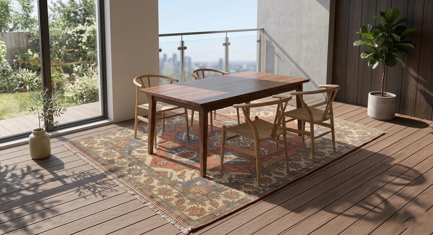 Hand Knotted Wool Turkish Rug, Terracotta Blue Oriental Area Carpet