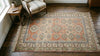 Vintage Turkish Oushak Wool Rug, Peach Blue Distressed Oriental Carpet (8x10)