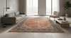 Hand Knotted Oushak Wool Rug, Distressed Floral Medallion Carpet (9x12 feet)