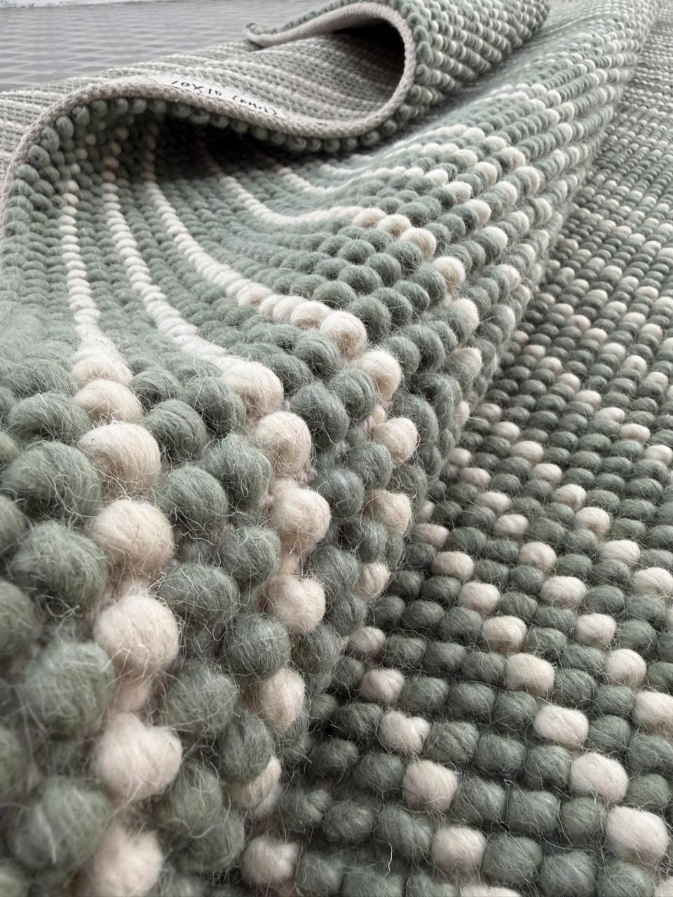 Handwoven Wool Rug, Grey White Dotted Texture, Modern Scandinavian Carpet