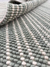 Handwoven Wool Rug, Grey White Dotted Texture, Modern Scandinavian Carpet
