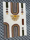 Handmade Boho Rainbow Sun Tufted Rug, Neutral Earth Tone Geometric Carpet