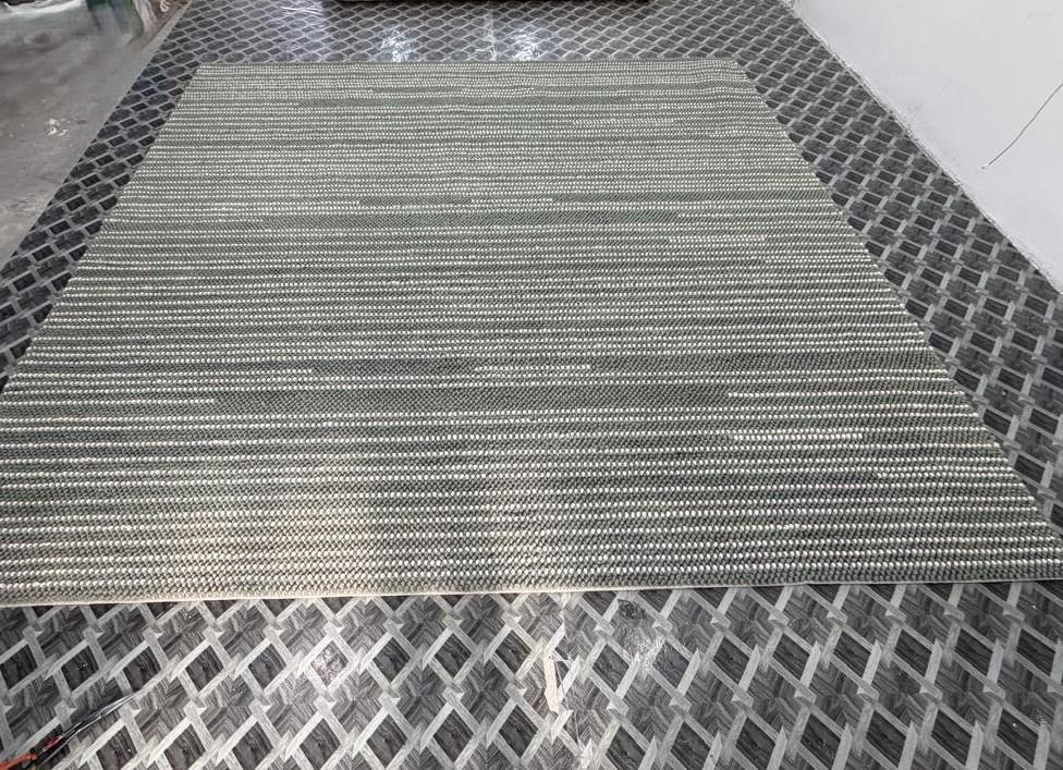 Handwoven Wool Rug, Grey White Dotted Texture, Modern Scandinavian Carpet