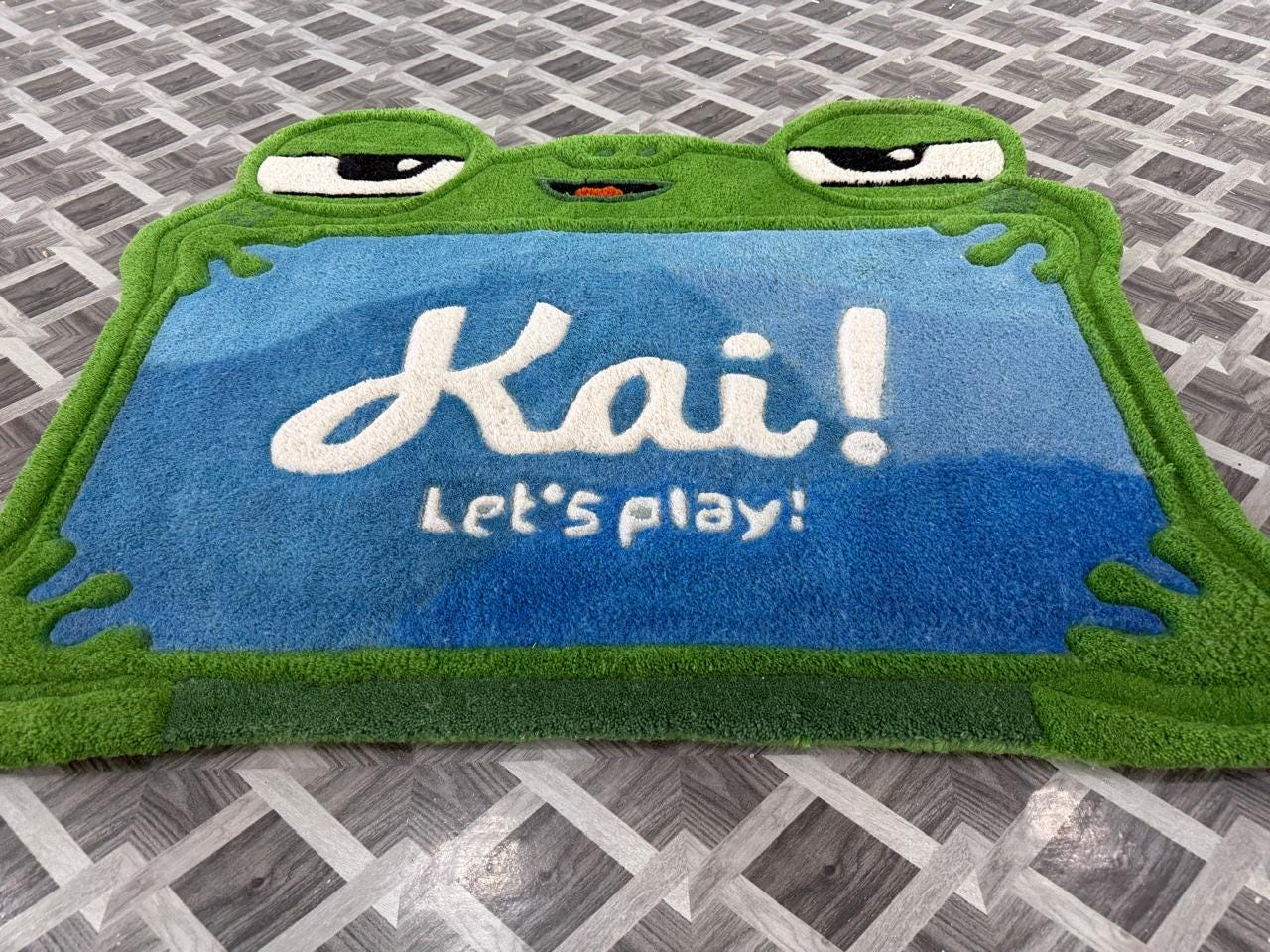 Handmade Frog Play Rug, Kids Room Carpet, Kawaii Nursery Decor