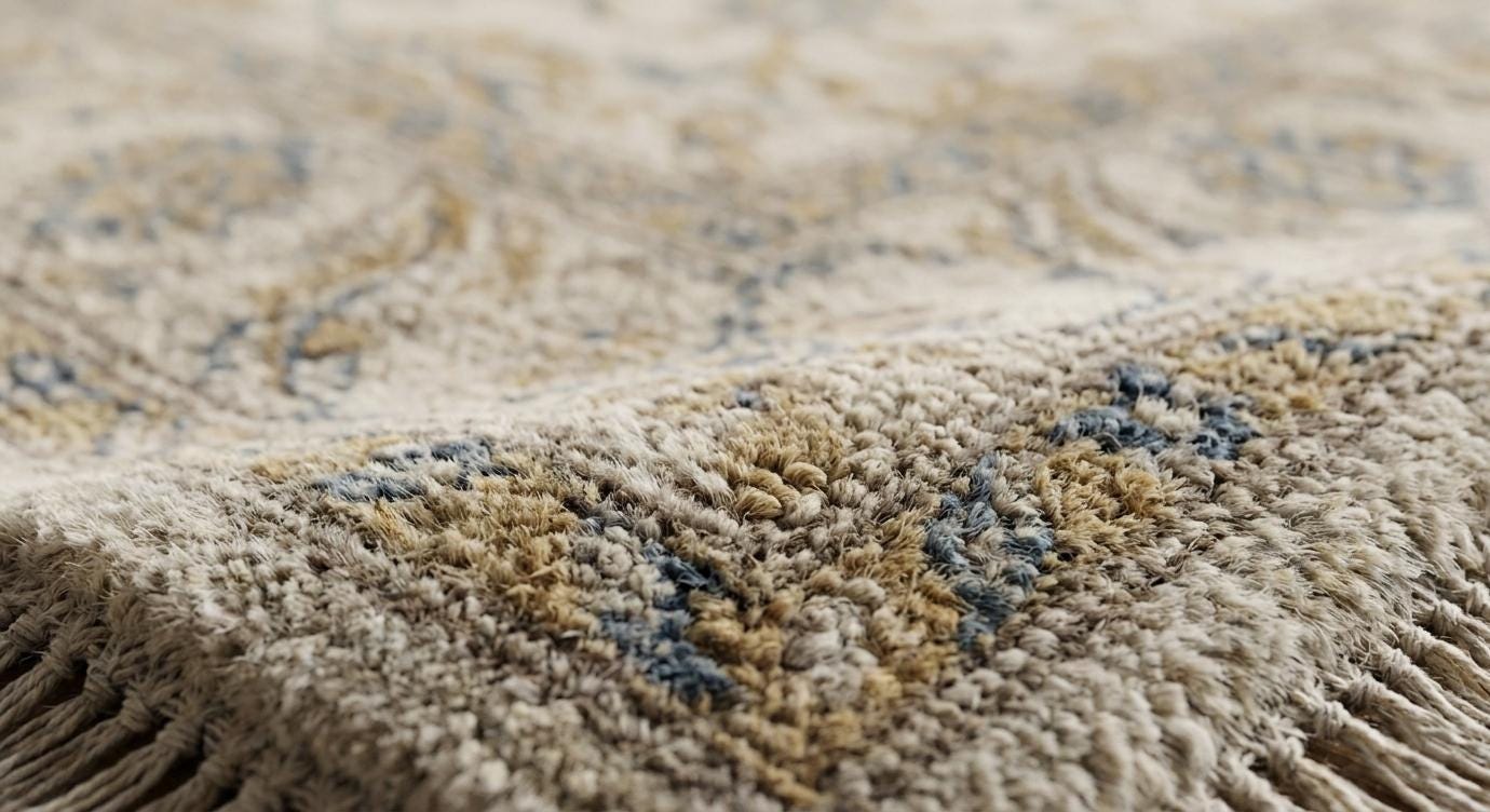 Hand Knotted Wool Rug, Persian Floral Area Carpet, Neutral Beige Living Room