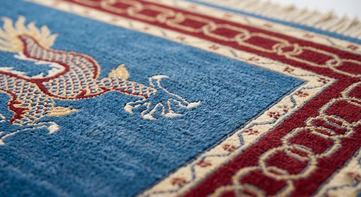 Handmade Wool Chinese Dragon Rug, Oriental Blue Red Area Carpet