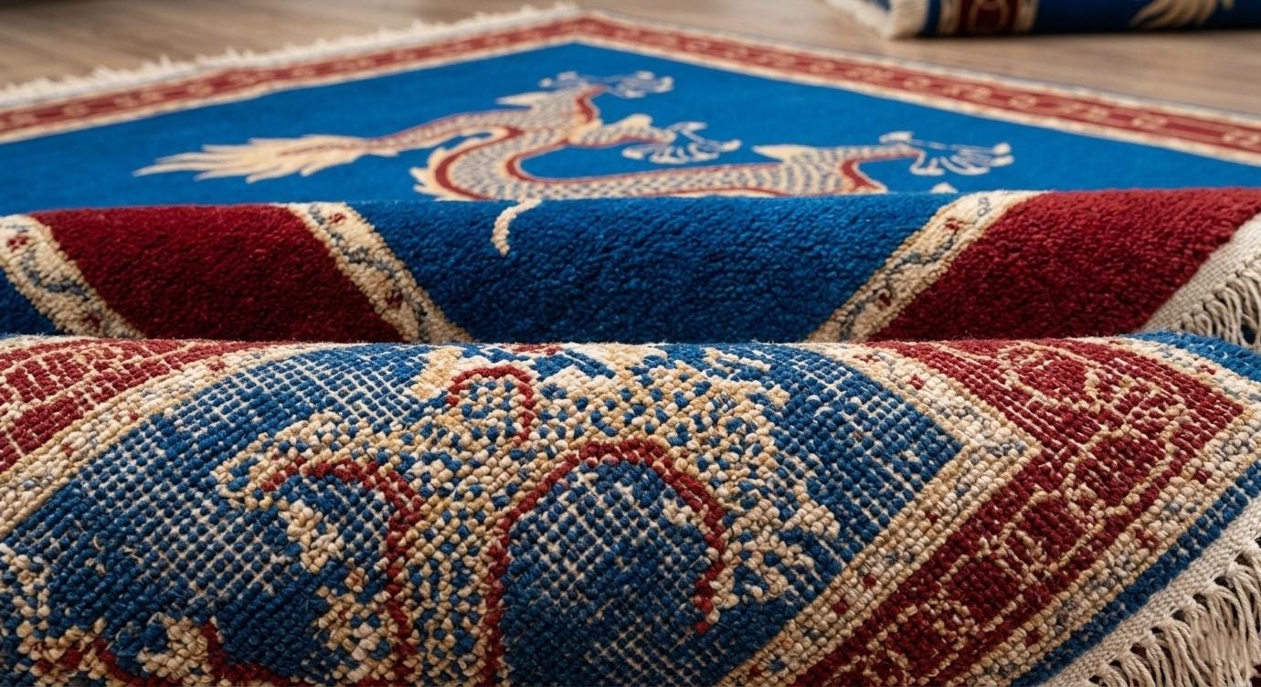 Handmade Wool Chinese Dragon Rug, Oriental Blue Red Area Carpet