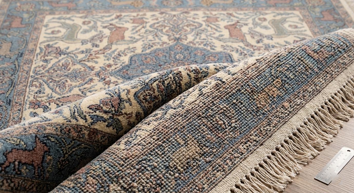 Hand-Knotted Wool Persian Animal Rug, Vintage Floral Garden Carpet