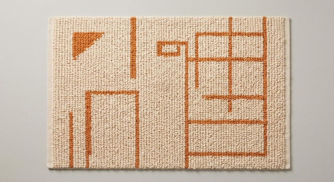 Handmade Chunky Wool Rug, Geometric Cream Area Carpet, Textured Boho Living Room Décor