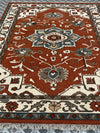 Handmade Rust Red Oriental Wool Rug, Vintage Floral Medallion Carpet