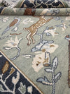 Hand-Knotted Wool Woodland Animal Rug, Deer Bird Nature Nursery Carpet