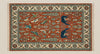 Hand-Knotted Wool Bird Deer Rug, Rust Orange Persian Inspired Floral Carpet