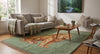 Hand Knotted Lion Wool Rug, Green Animal Design Carpet, Living Room Statement Piece
