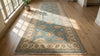 Hand-Knotted Wool Runner Rug, Blue Floral Garden Oriental Hallway Carpet