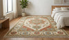 Hand Knotted Wool Oushak Rug, Traditional Oriental Medallion Carpet, Boho Living Room Area Rug