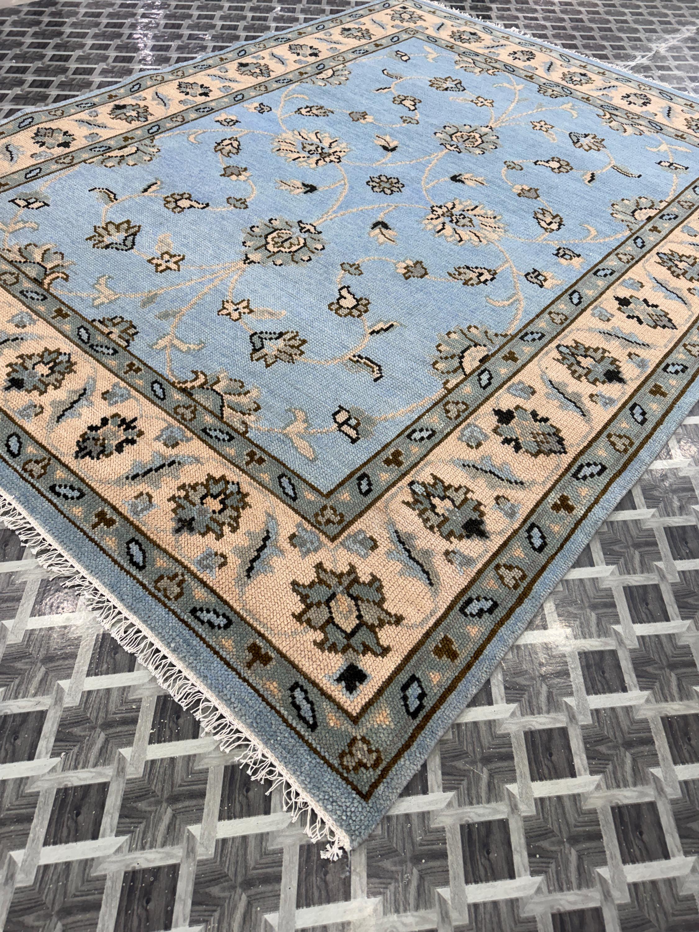 Hand-Knotted Wool Area Rug, Modern Boho Carpet, Custom Size Living Room Rug