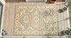 Hand Knotted Wool Rug, Oushak Style Blue Beige Floral Carpet