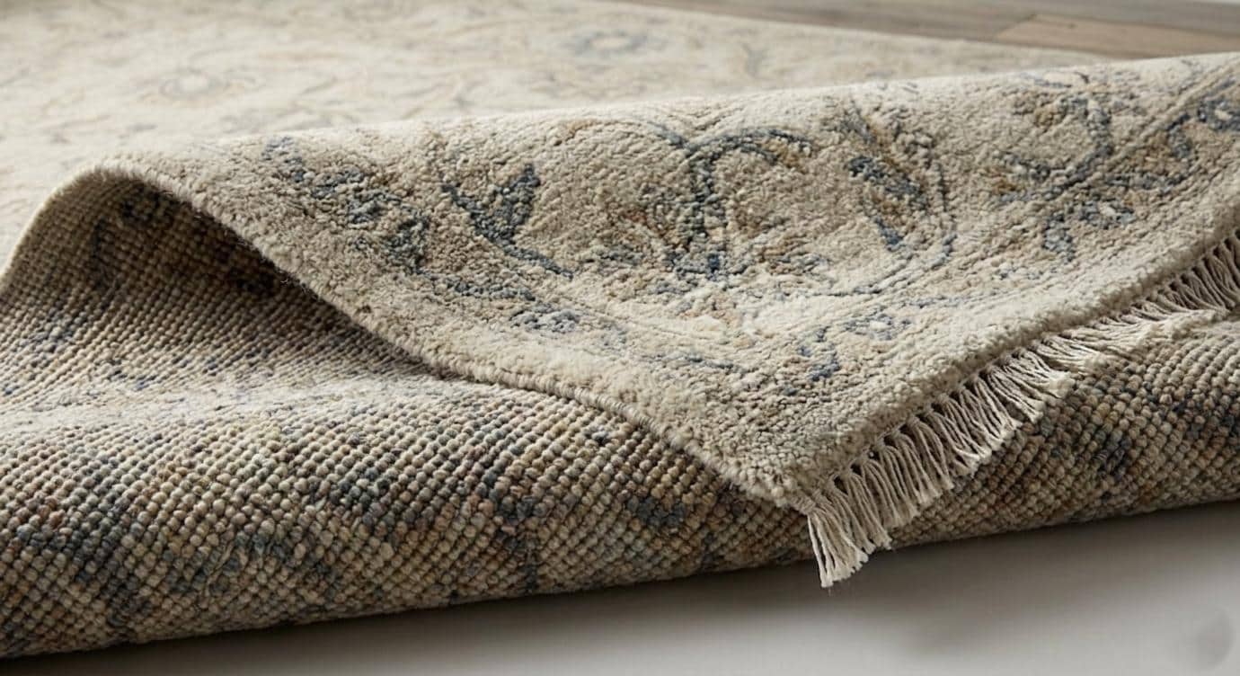 Hand Knotted Wool Rug, Persian Floral Area Carpet, Neutral Beige Living Room