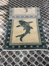Hand-Knotted Wool Koi Fish Rug, Japanese Style Carpet, Blue Beige Zen Home Decor