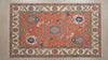 Hand-Knotted Wool Oushak Rug, Coral Blue Floral Oriental Carpet, Living Room Area Rug