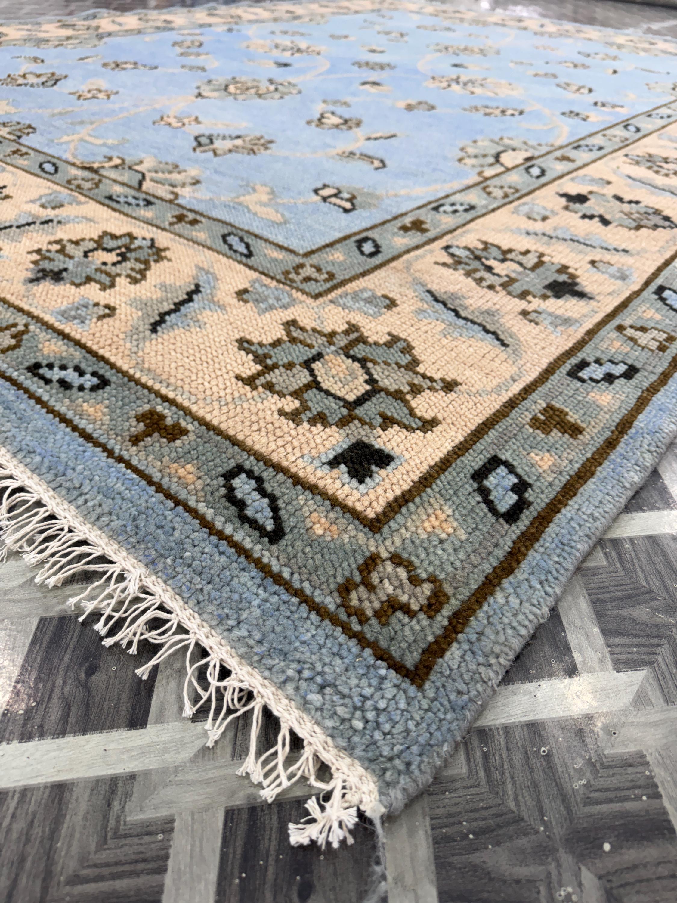 Hand-Knotted Wool Area Rug, Modern Boho Carpet, Custom Size Living Room Rug