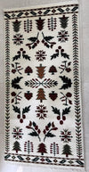 Hand Knotted Wool Rug, Scandinavian Folk Art, Tree Bird Pattern, Rustic Nordic Kilim