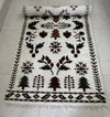 Hand Knotted Wool Rug, Scandinavian Folk Art, Tree Bird Pattern, Rustic Nordic Kilim