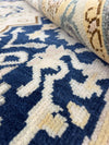 Hand Knotted Wool Medallion Rug, Navy Blue Floral Persian Style Carpet