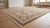Hand Knotted Wool Rug, Neutral Floral Oushak Style Carpet, Beige Brown Area Rug