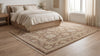 Hand Knotted Wool Rug, Neutral Floral Oushak Style Carpet, Beige Brown Area Rug