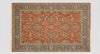 Hand Knotted Wool Rug, Vintage Oushak Style, Terracotta Blue Floral Carpet