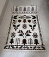 Hand Knotted Wool Rug, Scandinavian Folk Art, Tree Bird Pattern, Rustic Nordic Kilim