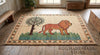 Handmade Lion Tree of Life Wool Rug, Safari Nursery Decor Carpet