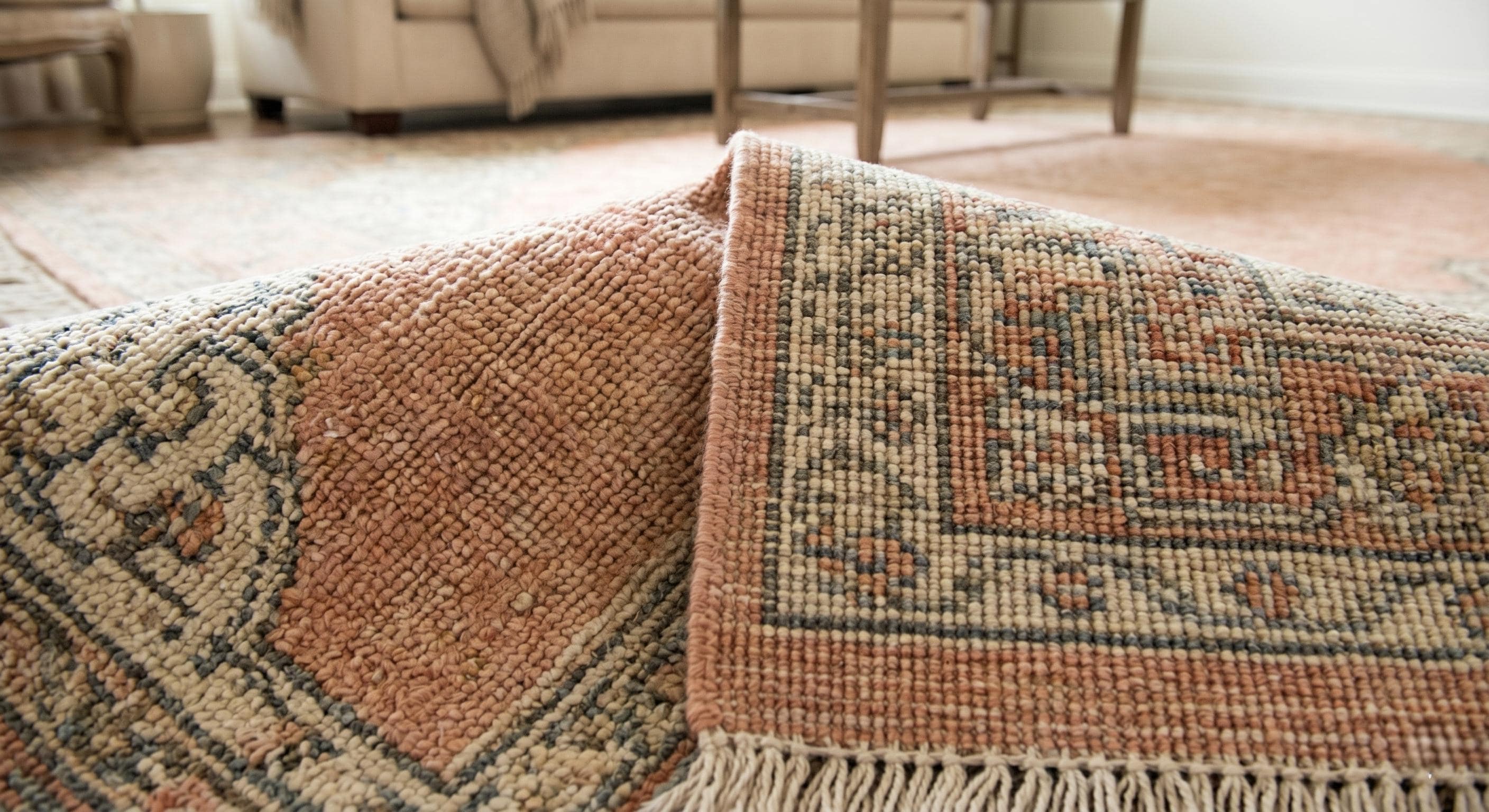 Hand Knotted Blush Pink Persian Wool Area Rug, Vintage Oriental Carpet