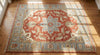 Handmade Oushak Wool Rug, Turkish Floral Carpet, Terracotta Blue Living Room Decor