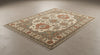 Vintage Oushak Rug, Handmade Knotted Wool Rug, Turkish Style Area Rug, Floral Medallion Carpet, Beige Blue Rust Rug
